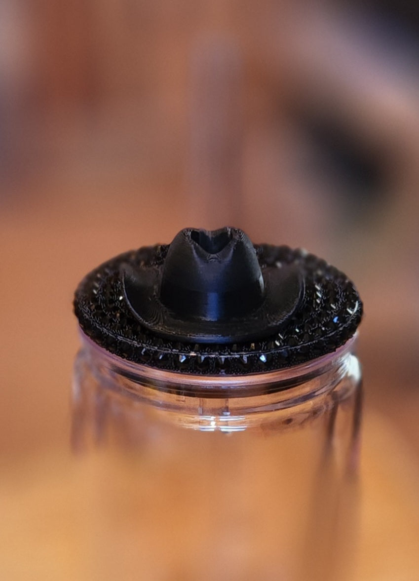 Straw Topper: Black Cow Boy Hat