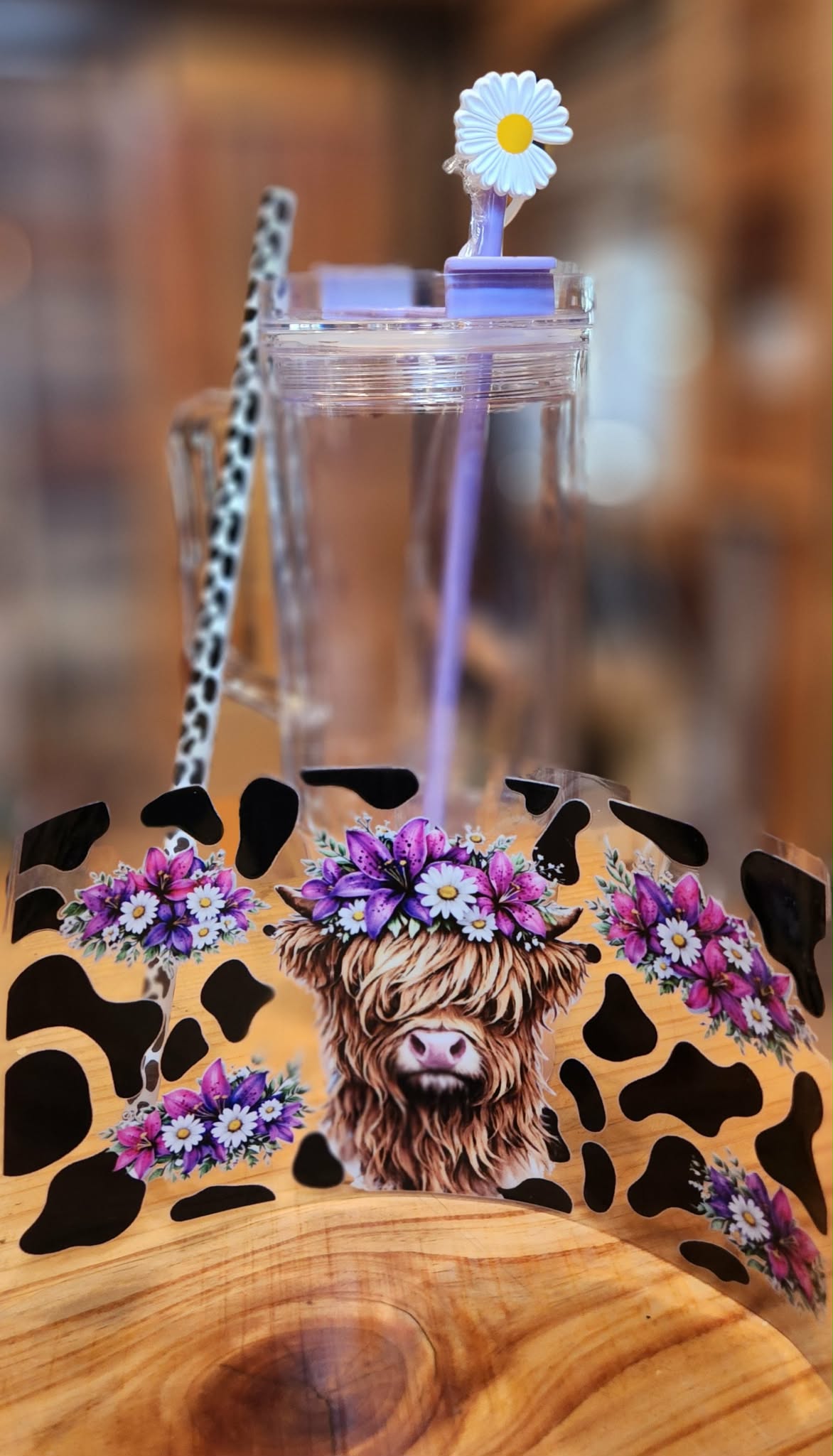 16OZ UV DTF #7 Cow Kit w/Straw Topper & straw