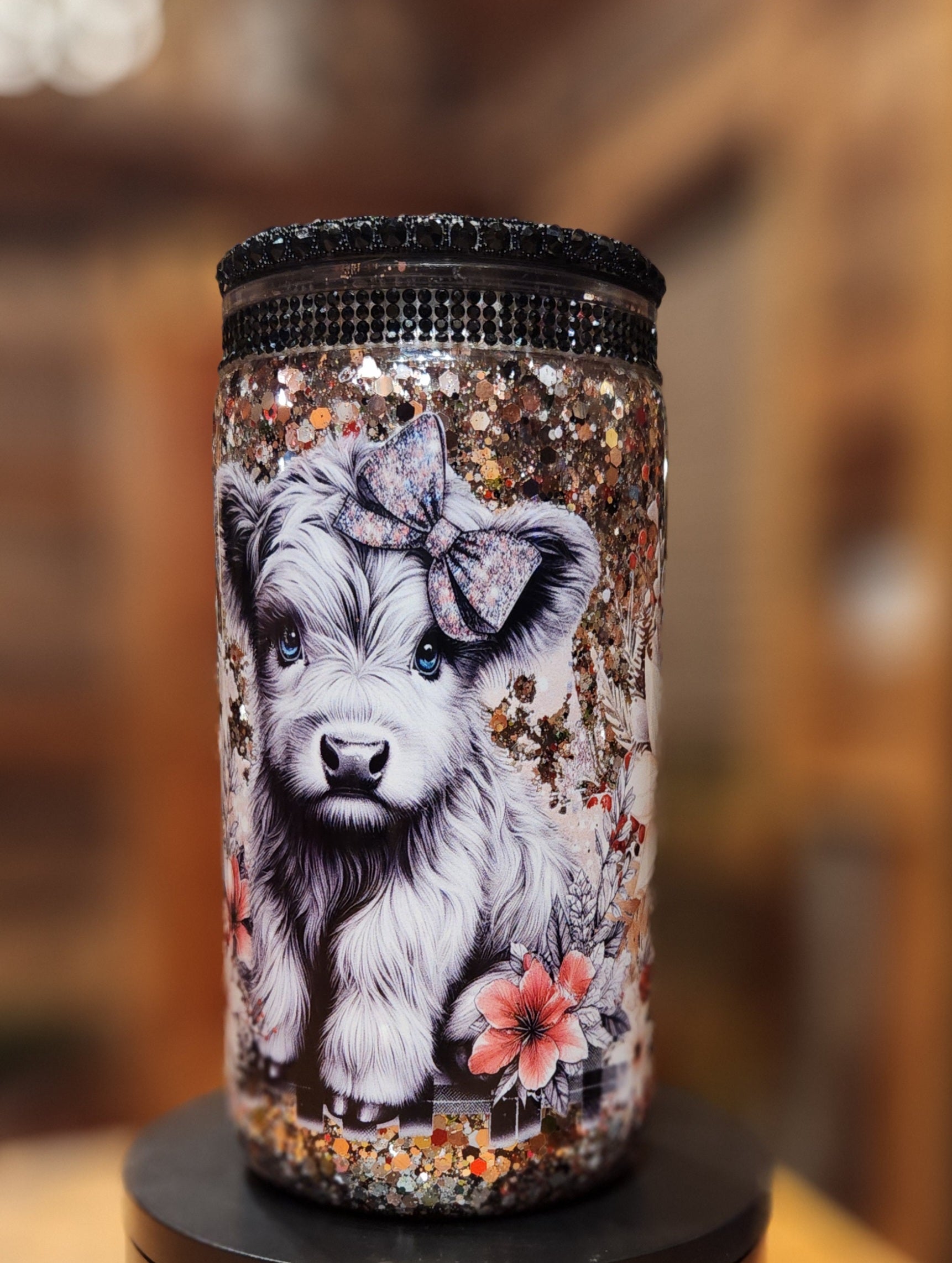 16 oz Glitter Highland Cow